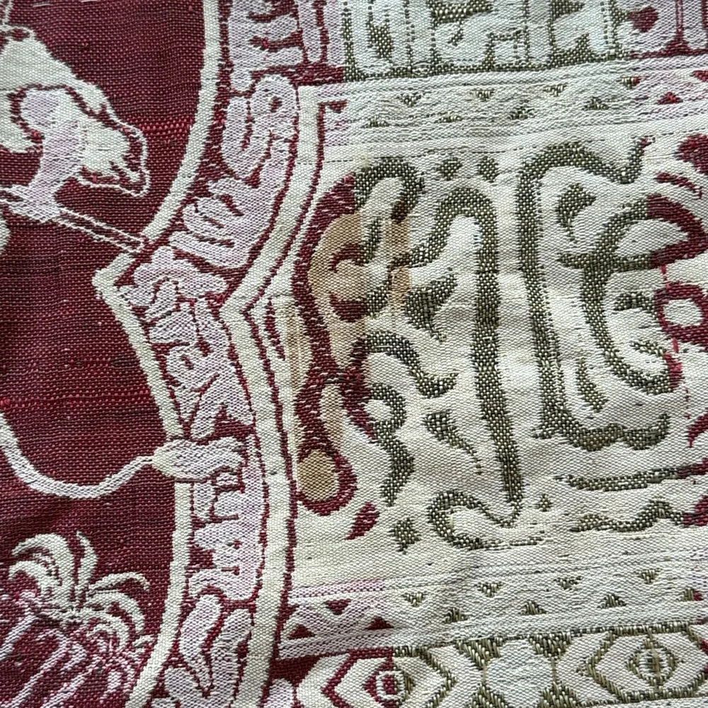 Vintage Woven Tapestry Throw / Wall Hanging – Warrior on Camel & Palm Trees– MCM